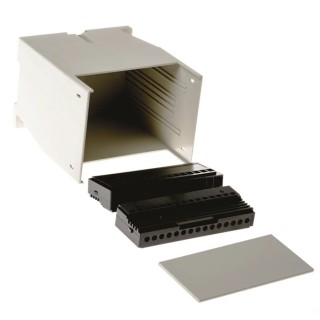 RS PRO Polycarbonate Modular DIN Rail Enclosure 110 mm Height 75 mm Length 99.7 mm Width Grey 243-3660