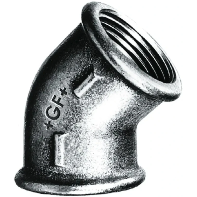 Georg Fischer Black Oxide Malleable Iron Fitting 45° Elbow Female G 1 in to Female BSPP 1 in 770120106