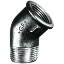 Georg Fischer Black Oxide Malleable Iron Fitting 45° Elbow Male BSPT 1/2 in to Female BSPP 1/2 in 770121104