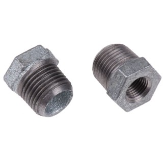 Georg Fischer Galvanised Malleable Iron Fitting Straight Reducer Bush Male BSPT 1/2 in to Female BSPP 1/4 in 770241219