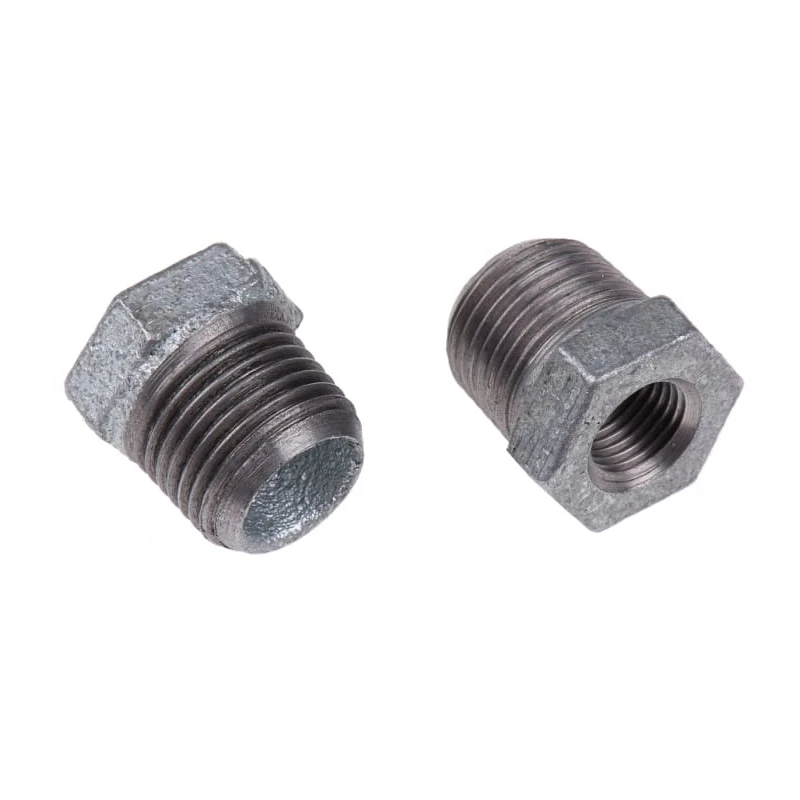 Georg Fischer Galvanised Malleable Iron Fitting Straight Reducer Bush Male BSPT 1/2 in to Female BSPP 1/4 in 770241219
