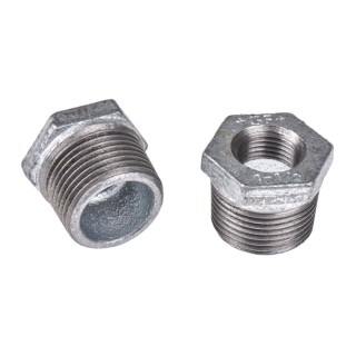 Georg Fischer Galvanised Malleable Iron Fitting Straight Reducer Bush Male BSPT 1 in to Female BSPP 1/2 in 770241226