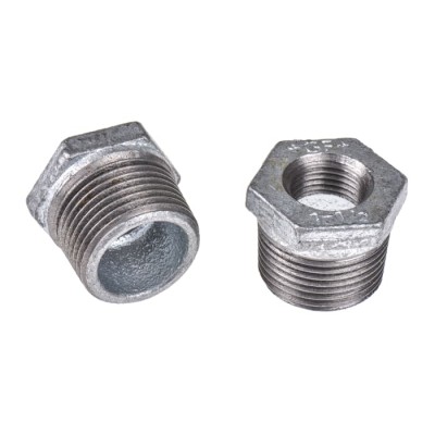 Georg Fischer Galvanised Malleable Iron Fitting Straight Reducer Bush Male BSPT 1 in to Female BSPP 1/2 in 770241226