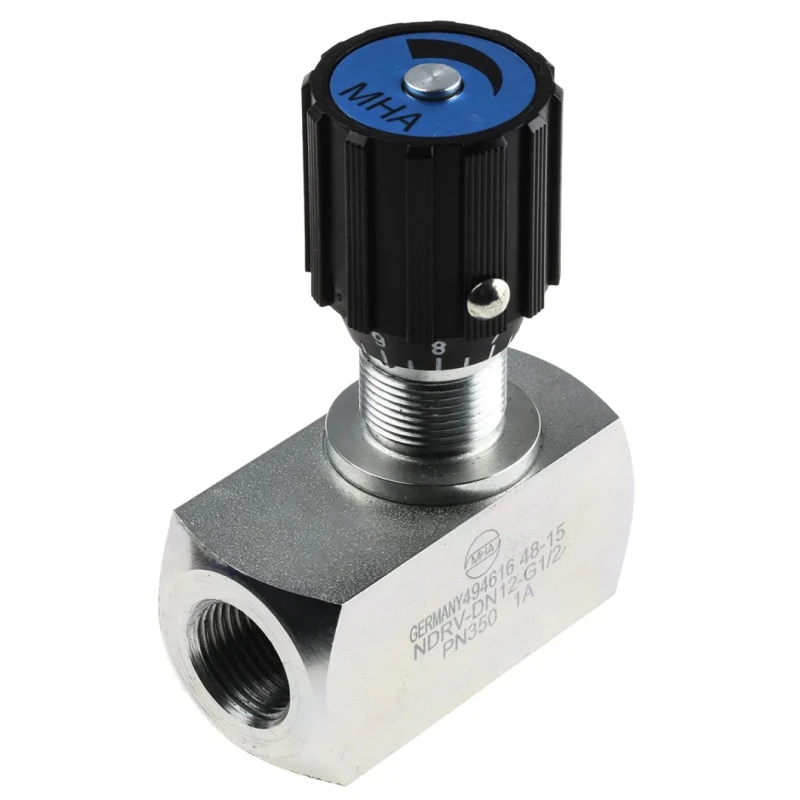 RS PRO In Line Mount Mounting Hydraulic Flow Control Valve 1/2 in Port, 350 bar Pressure, 140 L/min Flow Rate 243-5593