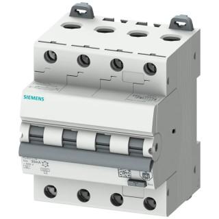 Siemens Residual Current Circuit Breaker with Overload Protection, 6A Current Rating, 4-Pole, 30mA Trip 5SU1346-7FP06