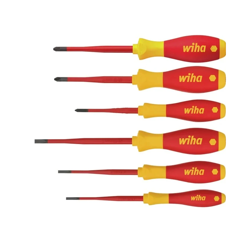 Wiha Insulated Phillips, Pozidriv, Slotted Screwdriver Set 6-Piece Germany 38362