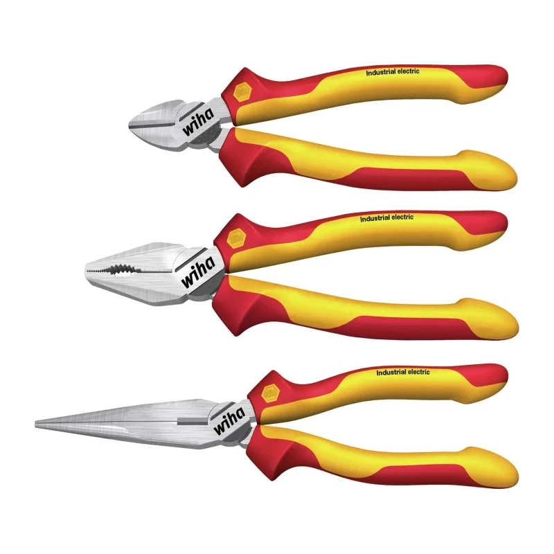 Wiha 3-Piece Plier Set Combination Pliers Cutters Water Pump Pliers IEC 60900 38637