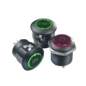 APEM FD Series Illuminated Push Button Switch, Panel Mount, SPST Contact, Green and Red LED, IP67 Rated FDAP1D1282F1E
