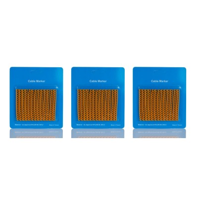 RS PRO Clip-On Cable Marker Yellow Pre-printed "9, 8, 7, 6, 5, 4, 3, 2, 1, 0" 4.2 to 5.1 mm Cable Nylon 66 243-6408