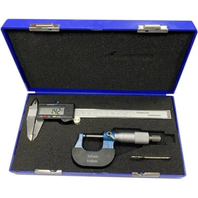RS PRO Imperial & Metric Caliper and Micrometer Measuring Set 150mm Caliper 25mm Micrometer 0.01mm Resolution 243-6622