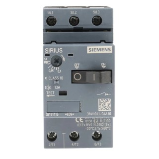 Siemens Motor Protection Circuit Breaker 700 mA to 1 A, 3 Pole, 690 V, IP20, -20 to 60 °C 3RV1011-0JA10