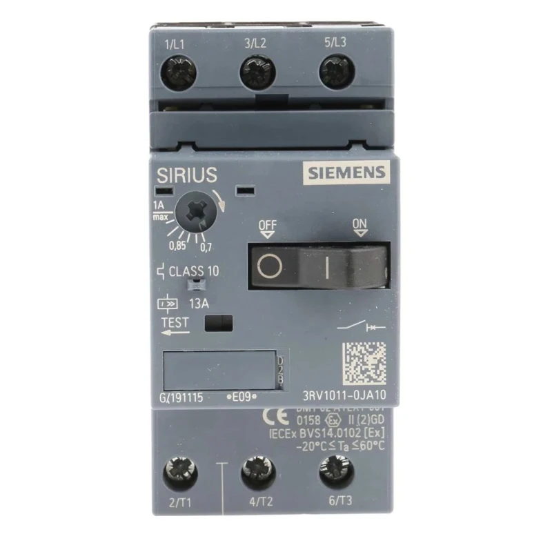 Siemens Motor Protection Circuit Breaker 700 mA to 1 A, 3 Pole, 690 V, IP20, -20 to 60 °C 3RV1011-0JA10