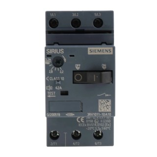 Siemens 3 Pole Motor Protection Circuit Breaker, 3.2A Current, 690V, IP20, -20°C to 60°C, 3RV1011-1DA10
