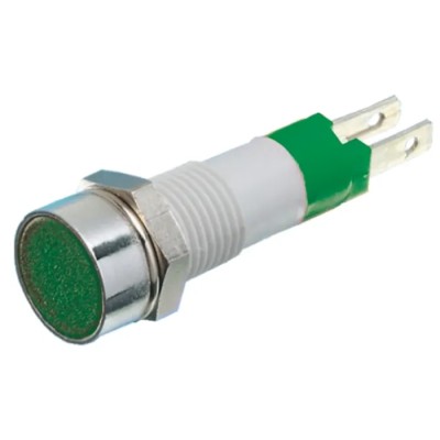 Signal Construct Green LED Panel Mount Indicator 8 mm, Tab Termination, IP67, 12-14V SKCD08212