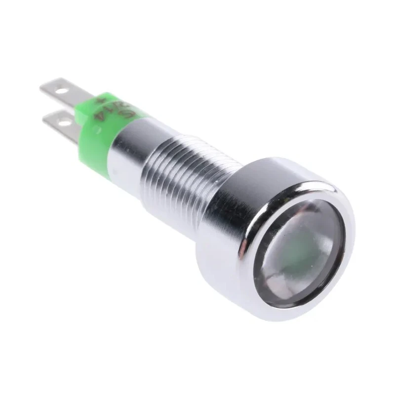 Signal Construct Green LED Panel Mount Indicator 8 mm Tab Termination IP67 12-14V SMLD08212
