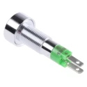 Signal Construct Green LED Panel Mount Indicator 8 mm Tab Termination IP67 12-14V SMLD08212