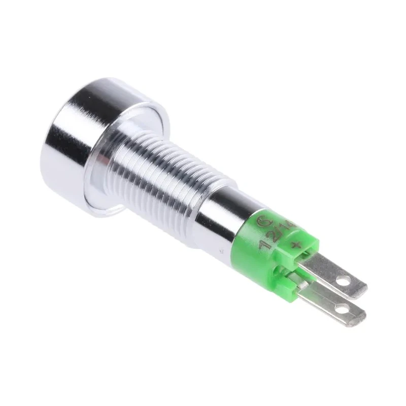 Signal Construct Green LED Panel Mount Indicator 8 mm Tab Termination IP67 12-14V SMLD08212