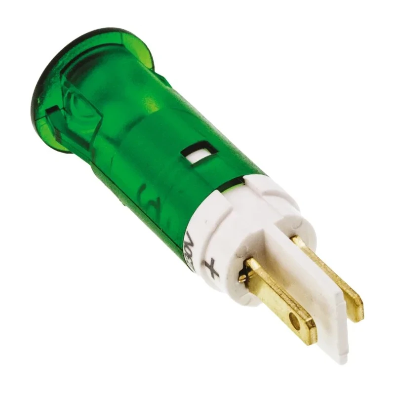 Signal Construct Green LED Panel Mount Indicator, 10 mm Mount Hole, Tab Termination, IP67, SKGU10728