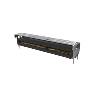 Amphenol Communications Solutions Mini Cool Edge IO Series Right Angle Edge Connector, Panel Mount, 74-Contacts G97R24332HR