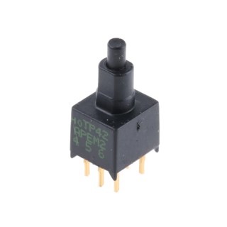 APEM TP Series Momentary Push Button Switch, Black Actuator, PCB Mount, DPST, Cylinder Style TP42P0080