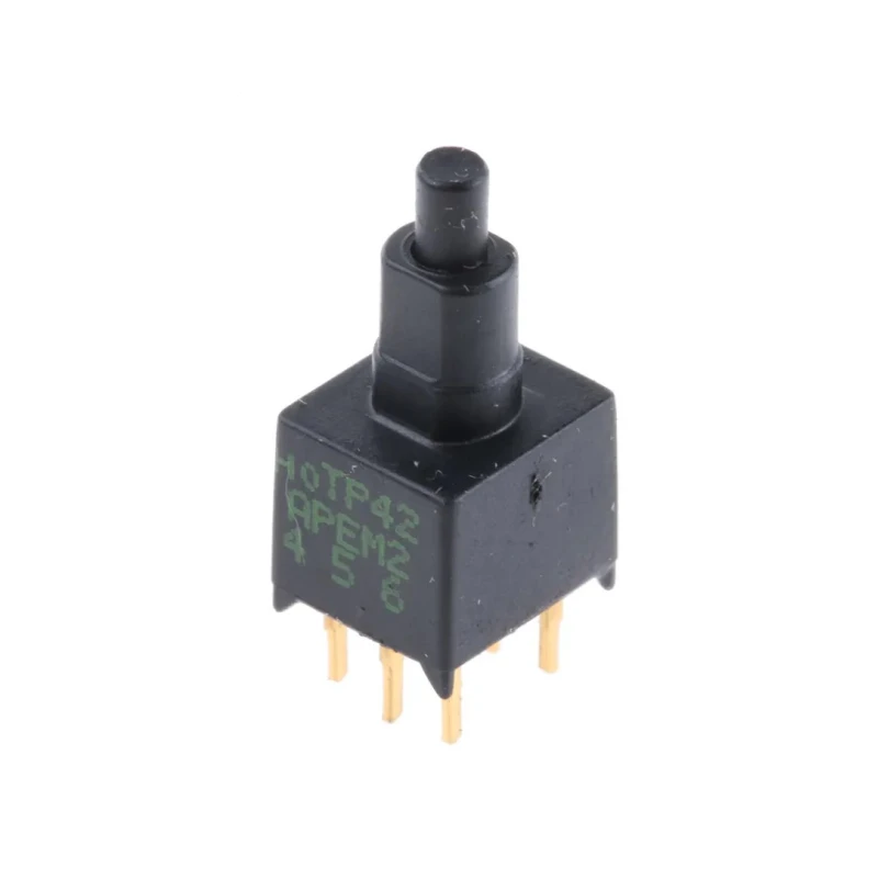 APEM TP Series Momentary Push Button Switch, Black Actuator, PCB Mount, DPST, Cylinder Style TP42P0080