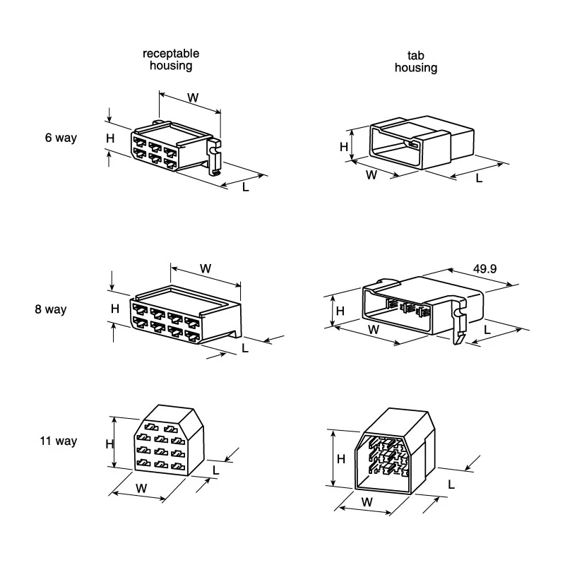 TE Connectivity Positive Lock Mark I 8 Way Nylon Crimp Terminal Housing 6.35 mm Tab Size 163007-0