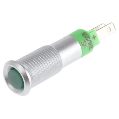 Signal Construct Green Recessed Panel Mount LED Indicator 24V 10mA Solder Tab Termination SMFP08214
