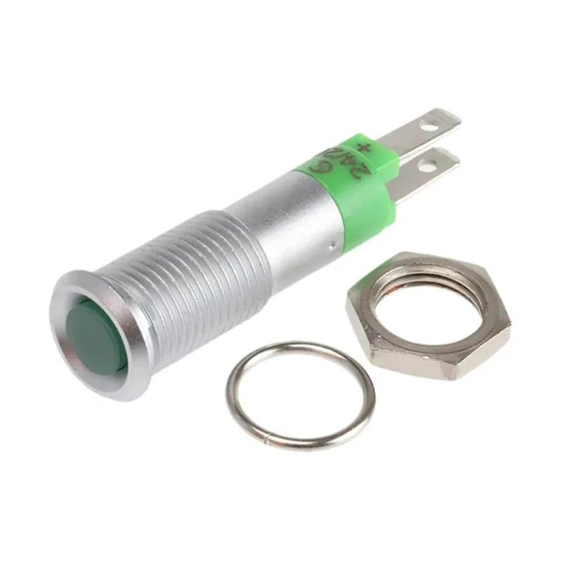 Signal Construct Green Recessed Panel Mount LED Indicator 24V 10mA Solder Tab Termination SMFP08214