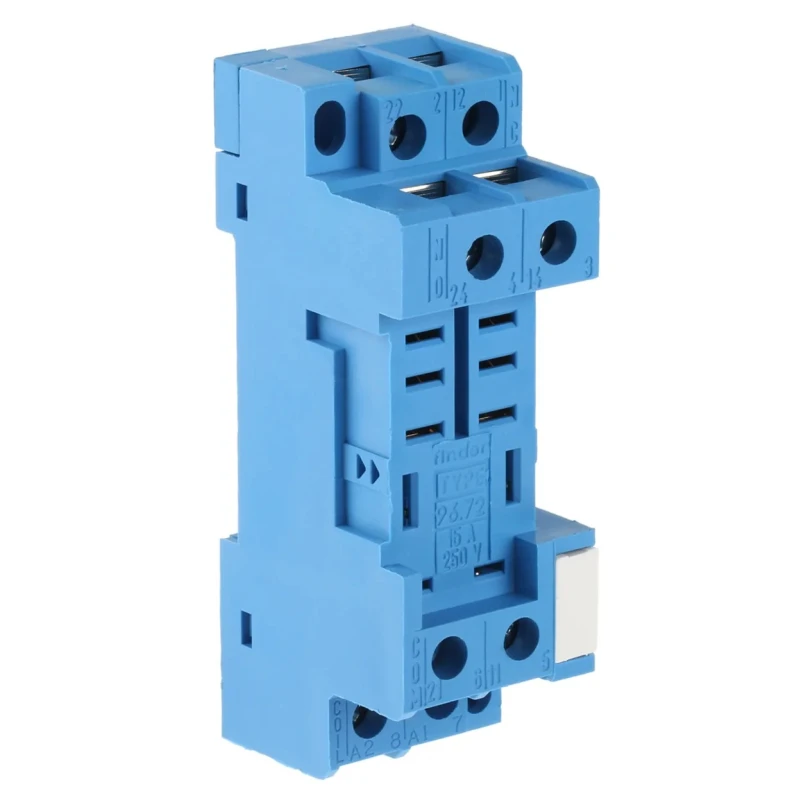 Finder 96 8 Way 250V AC DIN Rail Relay Socket for Use with 56.32 Series 96.72SMA