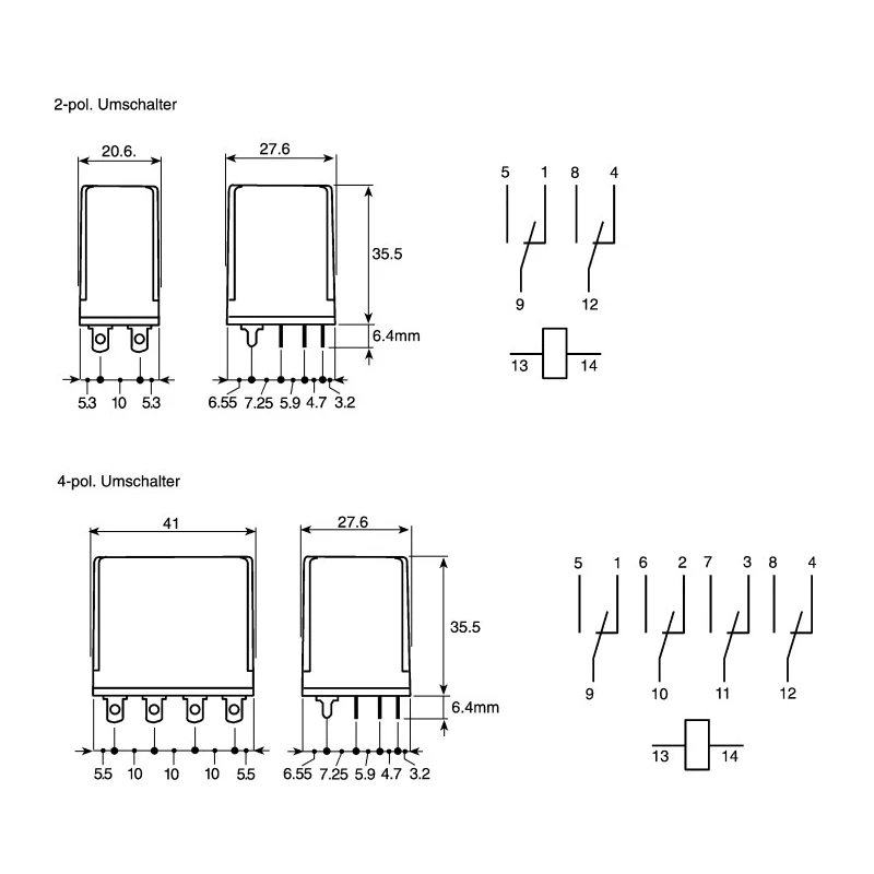 Finder 96 8 Way 250V AC DIN Rail Relay Socket for Use with 56.32 Series 96.72SMA