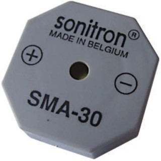 Sonitron Through Hole Continuous Internal Buzzer 87 dB 10.5 mm Height 30 mm Length 1.5 V dc Min 24 V dc Max SMA-30-P15