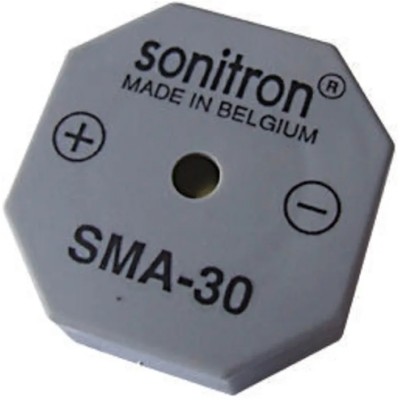 Sonitron Through Hole Continuous Internal Buzzer 87 dB 10.5 mm Height 30 mm Length 1.5 V dc Min 24 V dc Max SMA-30-P15