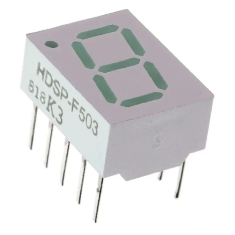 Broadcom 1 Digit 7-Segment Green LED Display Cathode Right Side Decimal 10.2mm Character Height HDSP-F503