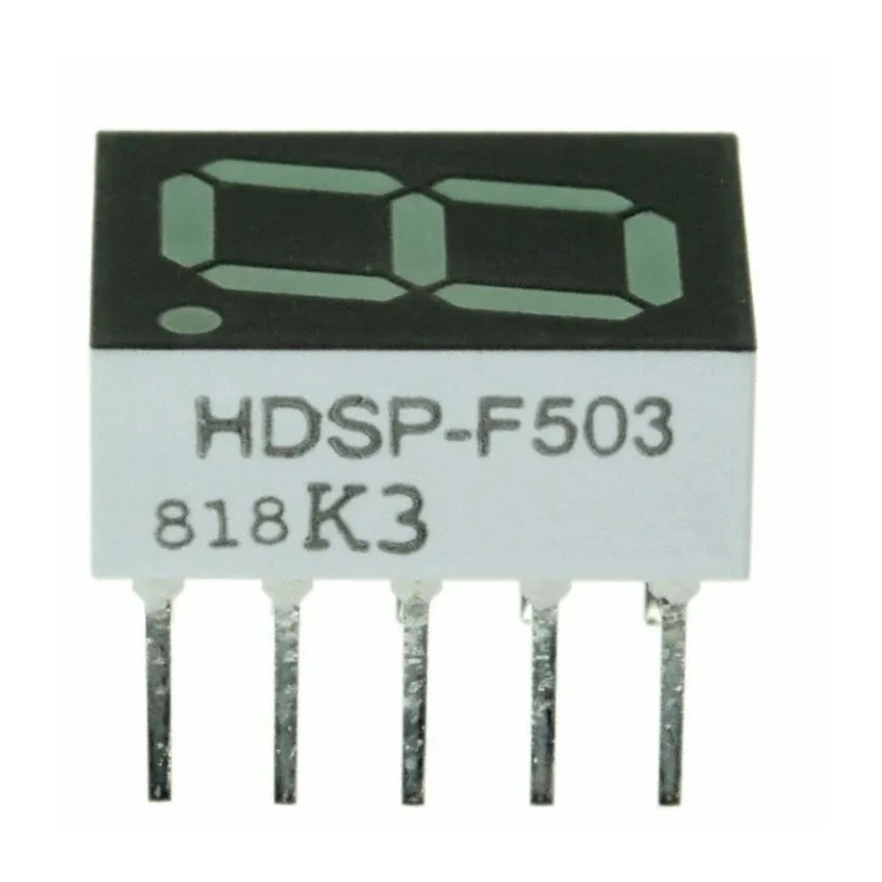Broadcom 1 Digit 7-Segment Green LED Display Cathode Right Side Decimal 10.2mm Character Height HDSP-F503