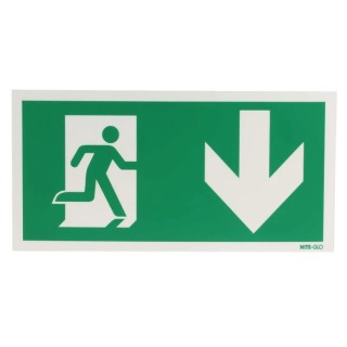 RS PRO Polyvinyl Chloride Fire Exit Sign 300mm x 150mm, Green and White Legend 370-1469
