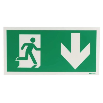 RS PRO Polyvinyl Chloride Fire Exit Sign 300mm x 150mm, Green and White Legend 370-1469