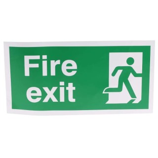 RS PRO Vinyl Fire Exit Sign Green White English Text 300mm x 150mm 370-1318