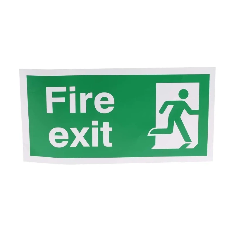 RS PRO Vinyl Fire Exit Sign Green White English Text 300mm x 150mm 370-1318