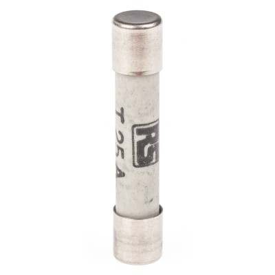RS PRO 25A T Ceramic Cartridge Fuse, 6.3 x 32 mm, Time Delay, 440V AC, Slow Blow 247-4037