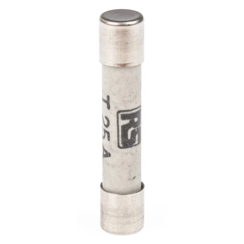 RS PRO 25A T Ceramic Cartridge Fuse, 6.3 x 32 mm, Time Delay, 440V AC, Slow Blow 247-4037
