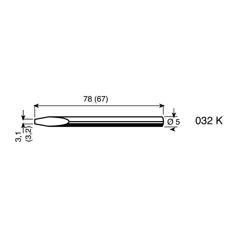 Ersa 1 mm Chisel 67 mm Soldering Iron Tip for use with ERSA 30S 032KD/SB