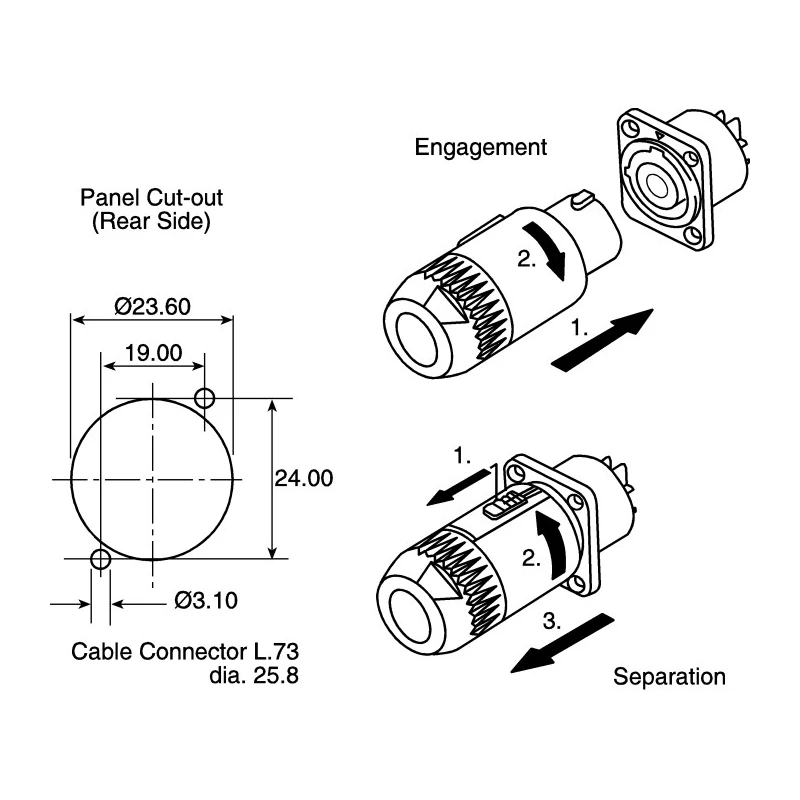 Neutrik Locking Mains Plug 20A Nylon Body 250 V Powercon Male Connector NAC3MM