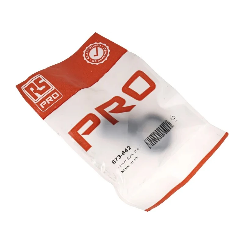 RS PRO Carbon Steel Eye Bolt, M12 Thread Size, 18 mm Thread Length, 15 mm Eye Outside Diameter, 0.4 t Working Load 673-642
