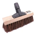 Cottam Red Yard Broom with Bassine Bristles, Plastic Connection, 330mm Width and Depth 674-263
