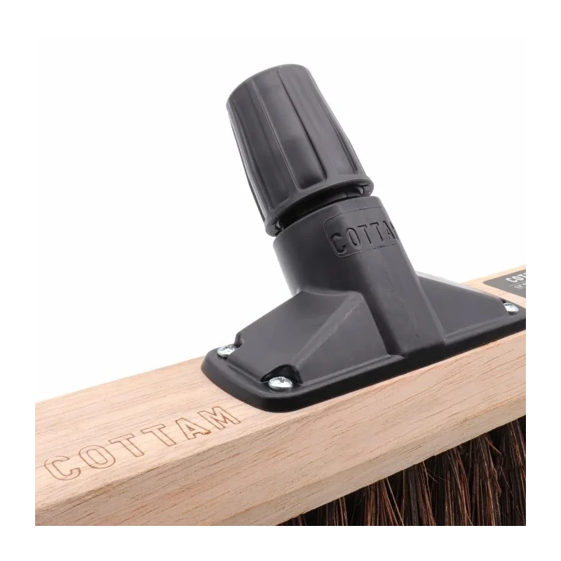 Cottam Red Yard Broom with Bassine Bristles, Plastic Connection, 330mm Width and Depth 674-263