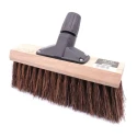 Cottam Red Yard Broom with Bassine Bristles, Plastic Connection, 330mm Width and Depth 674-263