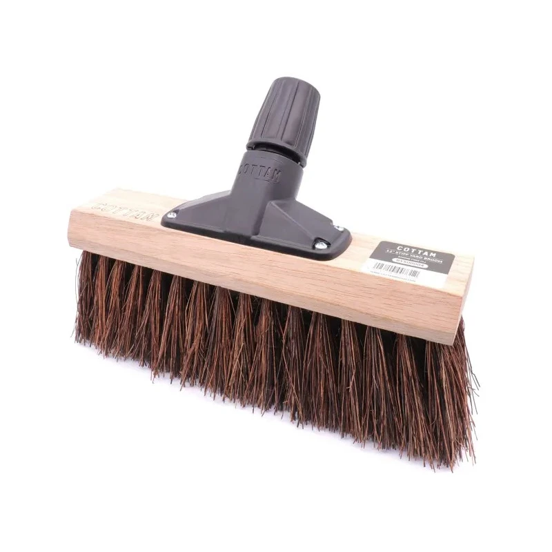 Cottam Red Yard Broom with Bassine Bristles, Plastic Connection, 330mm Width and Depth 674-263