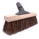 Cottam Red Yard Broom with Bassine Bristles, Plastic Connection, 330mm Width and Depth 674-263