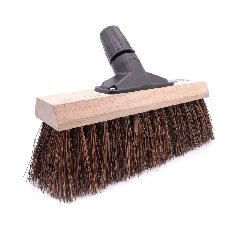 Cottam Red Yard Broom with Bassine Bristles, Plastic Connection, 330mm Width and Depth 674-263
