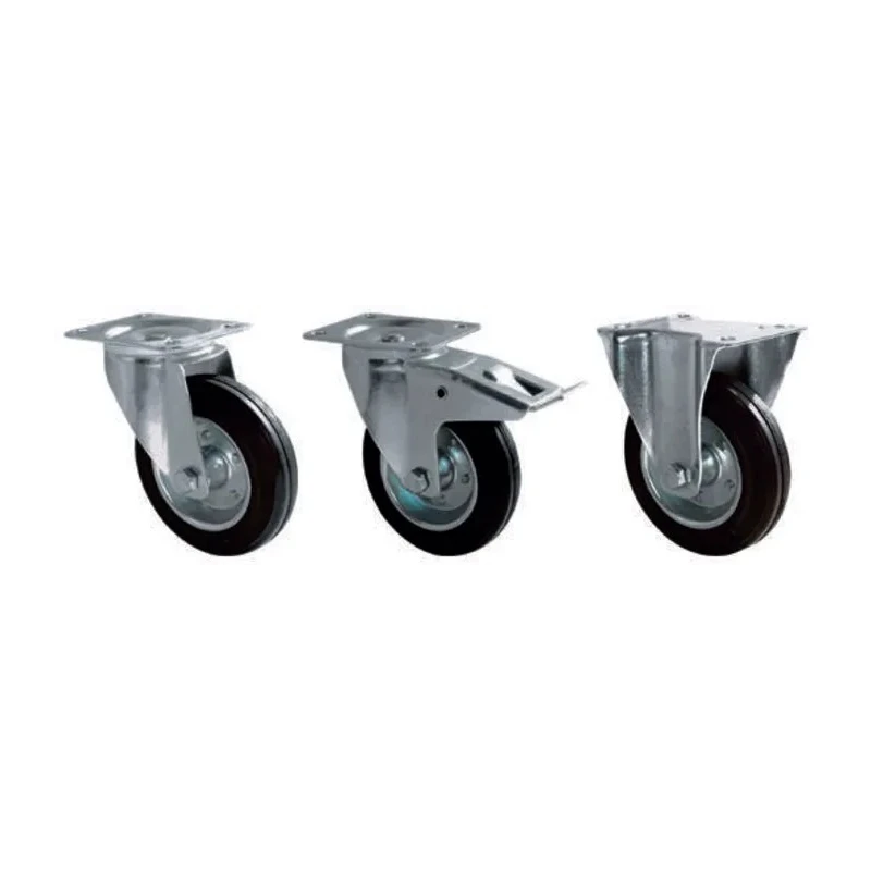 Guitel Hervieu Braked Swivel Castor with 175 kg Load Capacity, 160 mm Rubber Wheel, Pressed Steel Frame 13511802